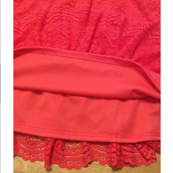 New LOVE FIRE CLOTHING Coral Lace Ruffle DRESS XL - Picture 5 of 12